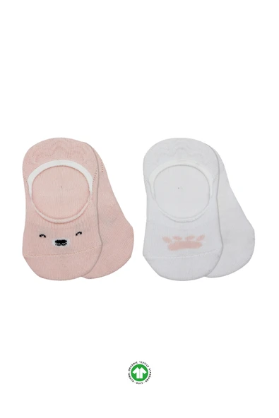 Bistyle 2'Li Babet Cute Face Penye Çorap 30103 Pembe-Beyaz ürün görseli 1