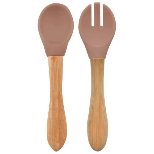 OiOi Mama Kaşığı ve Çatal Seti Woody Brown ürün görseli 1