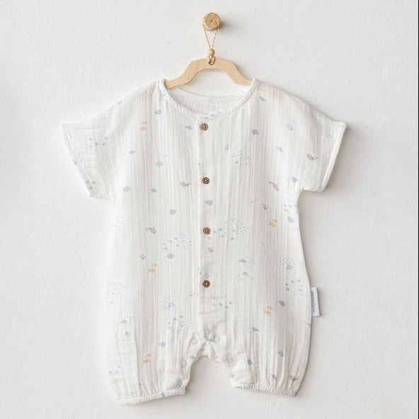 Andywawa AC25611 Ocean İs My Happy Place Müslin Bebek Tulum White ürün görseli 1