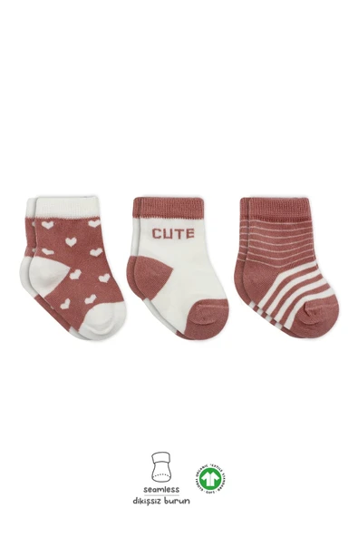 Bistyle 3lü Penye Cute Stars Soket Çorap 10115 Pudra ürün görseli 1