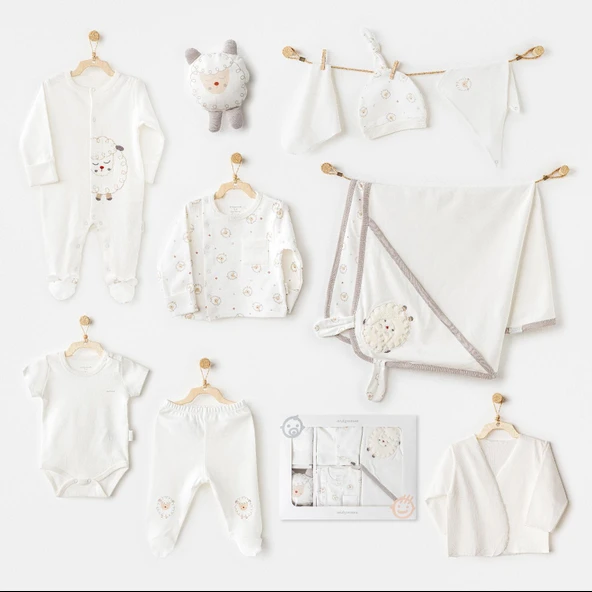 Andywawa AC25561 Newborn Set Tinny Ships 10'Lu Hastane Çıkışı Ekru ürün görseli 1