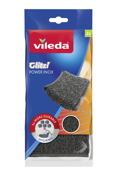 Vileda Glitzi Power Pad Inox Paslanmaz Çelik Bulaşık Teli 2'li ürün görseli 1