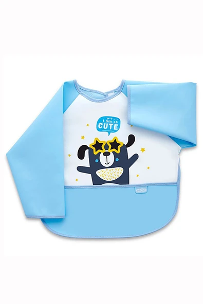 BabyJem Poli Muşamba Kollu Mama Önlüğü 034 Mavi ürün görseli 1