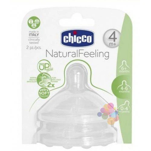 Chicco NaturalFeeling Biberon Emziği 4 Ay+ Akış Ayarlı 2li ürün görseli 1