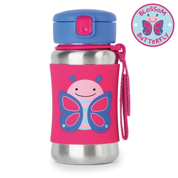 Skip Hop Zoo Pipetli Paslanmaz Çelik Suluk 350 ml Kelebek ürün görseli 1