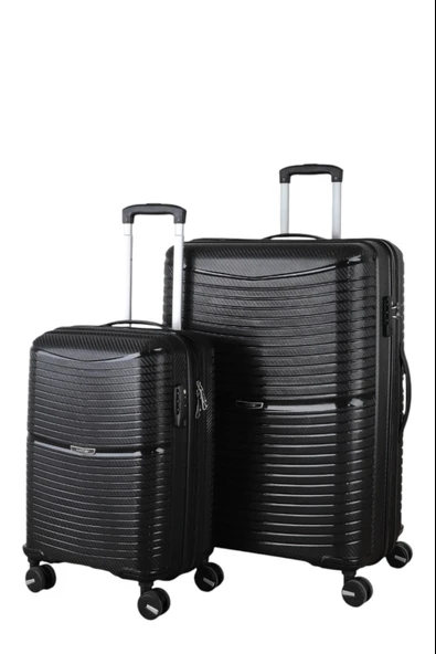 V379 AURA Y.ÜRETİM PP VALİZ 55 CM + 65 CM KEMİK/GRİ SET ürün görseli 1