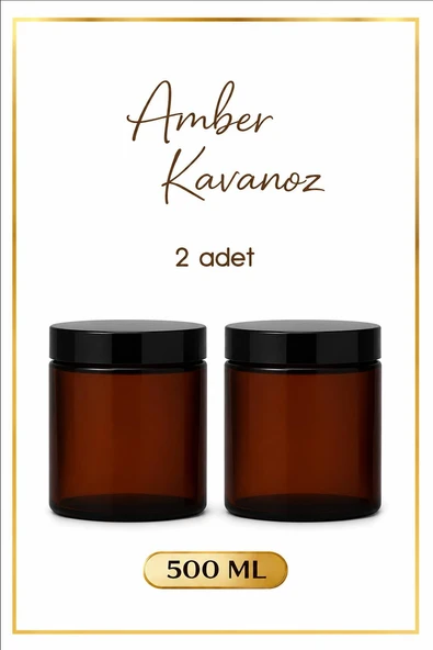 2 Adet Amber Kavanoz 500 ml - Çok Amaçlı Saklama Kabı ürün görseli 1