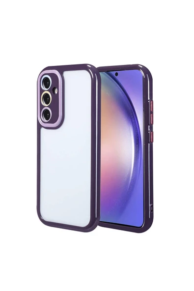 HEPTEKİLETİŞİM Galaxy A54 Kılıf Kamera Korumalı Renkli Kenar ve Çerçeve Tasarımlı HPTK Vitamin Kapak-Derin Mor ürün görseli 1
