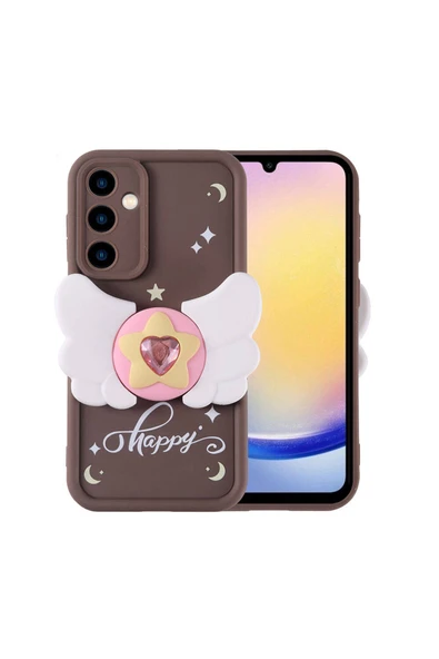 HEPTEKİLETİŞİM Galaxy A25 Kılıf Kamera Korumalı Figür Tasarımlı HPTK Kapya Kapak-Koyu Kahve ürün görseli 1