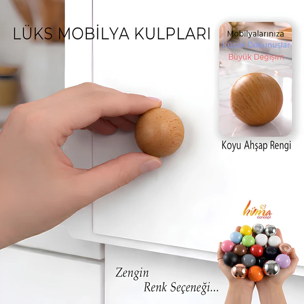 Sert Plastik Düğme Yuvarlak Top Koyu Ahşap Rengi Dolap Mobilya Mutfak Dolabı Çekmece Kulbu Kulpu Kulplar ürün görseli 1