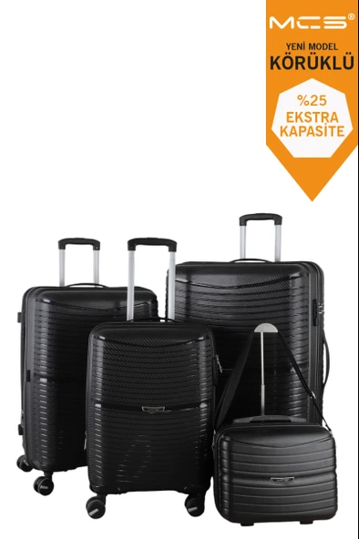 V379 AURA Y.ÜRETİM PP VALİZ SET + MAKYAJ KEMİK/GRİ SET ürün görseli 1