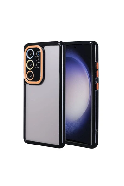 HEPTEKİLETİŞİM Galaxy S23 Ultra Kılıf Kamera Korumalı Renkli Kenar ve Çerçeve Tasarımlı HPTK Vitamin Kapak-Siyah ürün görseli 1