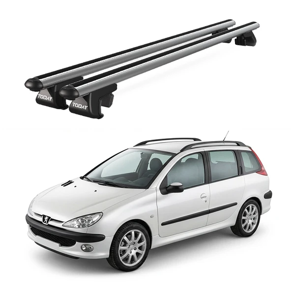 Venüs Peugeot 206 Station Wagon (2002-2007) Uyumlu Gri Ara Atkı Port Bagaj Tavan Barı ürün görseli 1