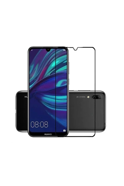 HEPTEKİLETİŞİM Huawei Y7 Prime 2019 Ekran Koruyucu Tam Kaplayan Tamperli Cam Kavisli Kaplama (davin 5d) Siyah ürün görseli 1
