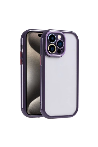 HEPTEKİLETİŞİM iPhone 15 Pro Max Kılıf Kamera Korumalı Renkli Kenar ve Çerçeve Tasarımlı HPTK Vitamin Kapak-Derin M ürün görseli 1