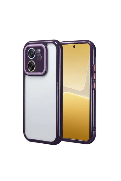 HEPTEKİLETİŞİM Xiaomi Mi 13T Kılıf Kamera Korumalı Renkli Kenar ve Çerçeve Tasarımlı HPTK Vitamin Kapak-Derin Mor ürün görseli 1