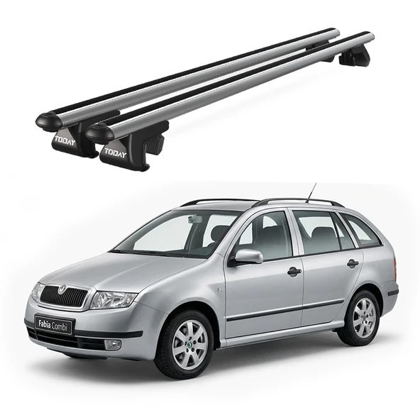 Venüs Skoda Fabia Station Wagon (2000-2007) Uyumlu Gri Ara Atkı Port Bagaj Tavan Barı ürün görseli 1