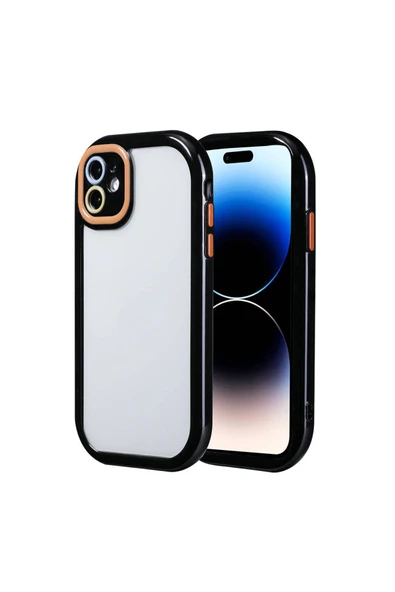 HEPTEKİLETİŞİM iPhone 11 Kılıf Kamera Korumalı Renkli Kenar ve Çerçeve Tasarımlı HPTK Vitamin Kapak-Siyah ürün görseli 1