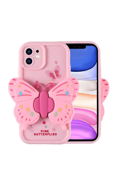 HEPTEKİLETİŞİM iPhone 11 Kılıf Kamera Korumalı Figür Tasarımlı HPTK Kapya Kapak-Pembe Açık ürün görseli 1