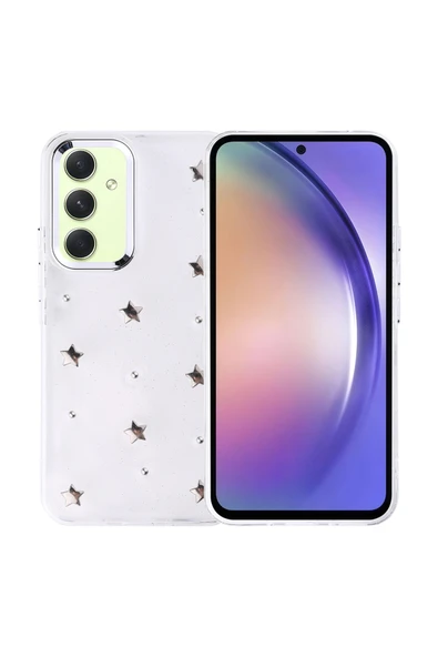 HEPTEKİLETİŞİM Samsung Galaxy A54 Kılıf Airbag Tasarımlı Simli Şeffaf Kapak (Kutup) ürün görseli 1