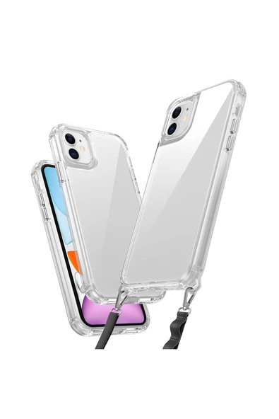 HEPTEKİLETİŞİM iPhone 11 Kılıf AiHTTgli Takılabilir Askı Aparatlı HPTK Snap Silikon Kapak-Şeffaf ürün görseli 1
