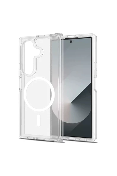 HEPTEKİLETİŞİM Samsung Galaxy Z Fold 7 Kılıf Magsafe Wireless Şarj Destekli Sert Şeffaf Darbe Emici Kapak (EMBOS) ürün görseli 1