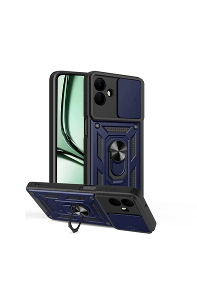HEPTEKİLETİŞİM Galaxy A07 Kılıf Uyumlu Sürgülü Tank Zırh Yüzüklü Mıknatıslı Standlı Kapak (S-VEGA) ürün görseli 1