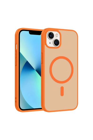 HEPTEKİLETİŞİM iPhone 14 Kılıf M-Safe Manyetik Şarj Uyumlu Mat Yarı Şeffaf Darbe Emici Kapak (babet) ürün görseli 1