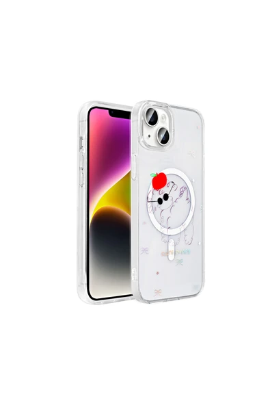 HEPTEKİLETİŞİM Apple iPhone 15 Kılıf M-Safe Şarj Özellikli Şeffaf Sert Kapak (M-SAFE FOLK) ürün görseli 1