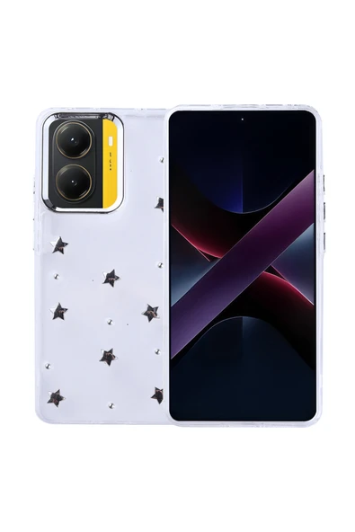 HEPTEKİLETİŞİM Xiaomi Poco X7 Pro Kılıf Airbag Tasarımlı Simli Şeffaf Kapak (Kutup) ürün görseli 1