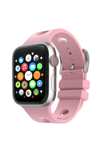 HEPTEKİLETİŞİM Apple Watch 2/3/4/5/6/7/8/9/10/se/nike/ultra 42mm Delikli Tasarım Silikon Kordon (KRD-147) ürün görseli 1