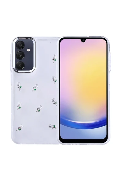 HEPTEKİLETİŞİM Samsung Galaxy A25 Kılıf Airbag Tasarımlı Simli Şeffaf Kapak (Kutup) ürün görseli 1