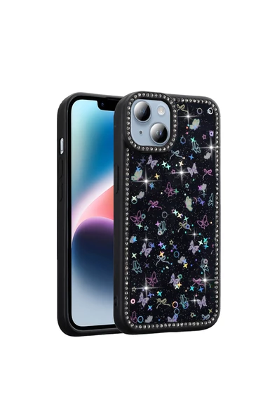 HEPTEKİLETİŞİM Apple iPhone 14 Kılıf Taşlı ve Simli Tasarım Kapak (azra) ürün görseli 1