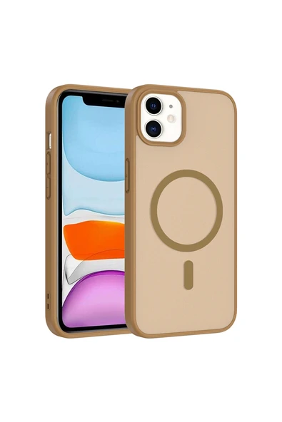 HEPTEKİLETİŞİM iPhone 11 Kılıf M-Safe Manyetik Şarj Uyumlu Mat Yarı Şeffaf Darbe Emici Kapak (babet) ürün görseli 1