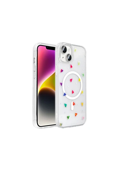 HEPTEKİLETİŞİM Apple iPhone 15 Plus Kılıf M-Safe Şarj Özellikli Şeffaf Sert Kapak (M-SAFE FOLK) ürün görseli 1