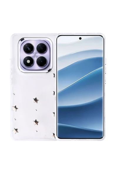 HEPTEKİLETİŞİM Redmi Note 14 Pro Plus Kılıf Airbag Tasarımlı Simli Şeffaf Kapak (Kutup) ürün görseli 1