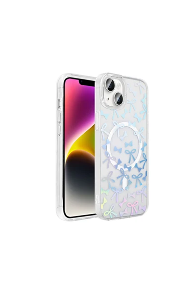 HEPTEKİLETİŞİM Apple iPhone 14 Kılıf M-Safe Şarj Özellikli Şeffaf Sert Kapak (M-SAFE FOLK) ürün görseli 1