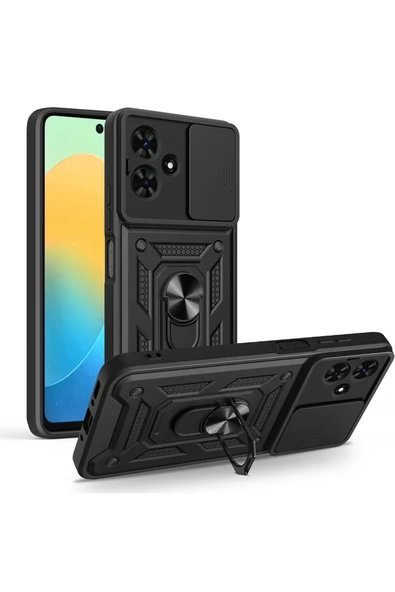 HEPTEKİLETİŞİM Tecno Spark Go 2 Kılıf Sürgülü Tank Zırh Yüzüklü Mıknatıslı Standlı Kapak (S-VEGA) ürün görseli 1