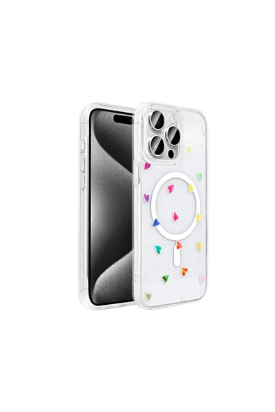 HEPTEKİLETİŞİM Apple iPhone 15 Pro Max Kılıf M-Safe Şarj Özellikli Şeffaf Sert Kapak (M-SAFE FOLK) ürün görseli 1
