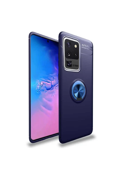 HEPTEKİLETİŞİM Samsung Galaxy S20 Ultra Kılıf Kamera Çıkıntılı Renkli Yüzüklü Standlı Mıknatıslı Kapak (ravel) ürün görseli 1