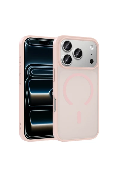 HEPTEKİLETİŞİM iPhone 17 Pro Max Kılıf M-Safe Manyetik Şarj Uyumlu Mat Yarı Şeffaf Darbe Emici Kapak (babet) ürün görseli 1