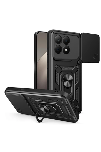 HEPTEKİLETİŞİM Xiaomi 15T Kılıf Sürgülü Tank Zırh Yüzüklü Mıknatıslı Standlı Kapak (S-VEGA) ürün görseli 1