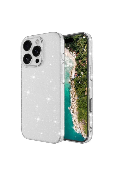 HEPTEKİLETİŞİM Apple iPhone 16 Pro Kılıf Parlayan Simli Şeffaf HPTK Redos Kapak-Şeffaf ürün görseli 1