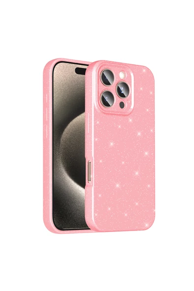 HEPTEKİLETİŞİM Apple İPhone 16 Pro Max Kılıf Kamera Korumalı Simli Renkli Parlak Silikon Kapak (Koton) ürün görseli 1
