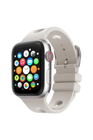 HEPTEKİLETİŞİM Apple Watch 2/3/4/5/6/7/8/9/10/se/nike 38mm Delikli Tasarım Silikon Kordon (KRD-147) ürün görseli 1