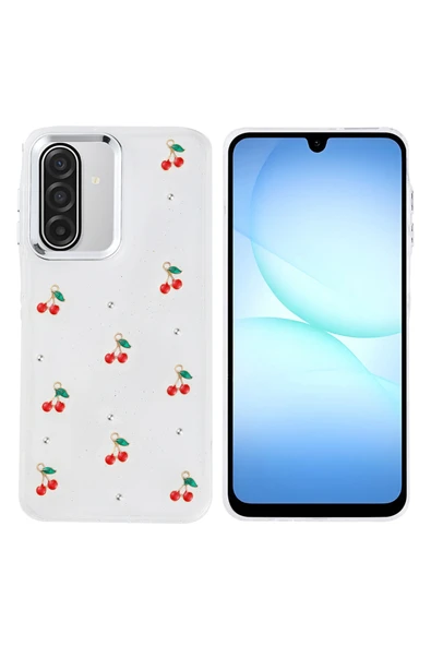 HEPTEKİLETİŞİM Samsung Galaxy A17 Kılıf Airbag Tasarımlı Simli Şeffaf Kapak (Kutup) ürün görseli 1