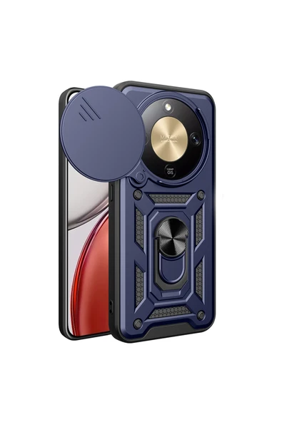HEPTEKİLETİŞİM Huawei Honor Magic 8 Lite 5G Kılıf Sürgülü Tank Zırh Yüzüklü Mıknatıslı Standlı Kapak (S-VEGA) ürün görseli 1