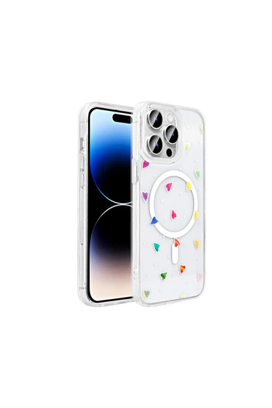 HEPTEKİLETİŞİM Apple iPhone 14 Pro Kılıf M-Safe Şarj Özellikli Şeffaf Sert Kapak (M-SAFE FOLK) ürün görseli 1