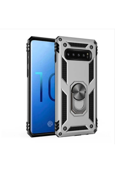 HEPTEKİLETİŞİM Samsung Galaxy S10 Kılıf Tank Zırh Yüzüklü Mıknatıslı Standlı Kapak (vega) ürün görseli 1