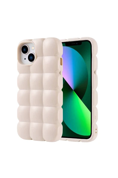 HEPTEKİLETİŞİM Apple iPhone 13 Kılıf Parlak Esnek Silikon Küp Dilimli Kabartmalı Yapılı Kapak (DOM) ürün görseli 1